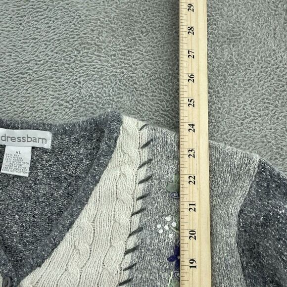 Dressbarn Womens XL Patchwork Silk Angora Blend Cardigan Sweater 3625 - Picture 4 of 7